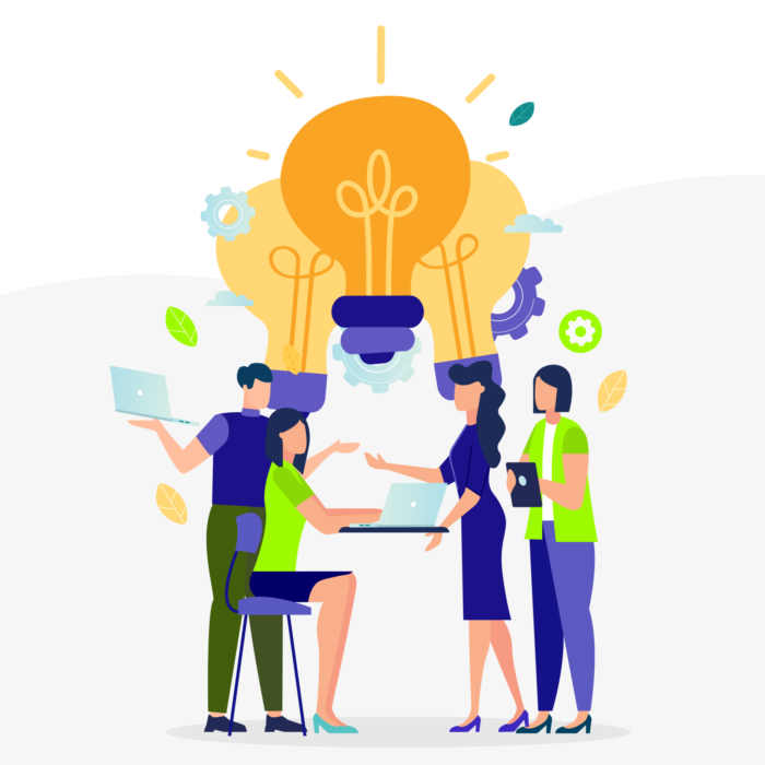 careers-innovation-newgreen_ayogo illustration of people thinking collectively