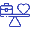 balance-scale briefcase and heart on balance